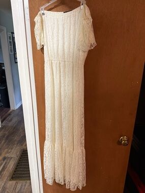 HeartSoul Off-Shoulder White Lace Dress